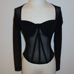 Miss Lola Black Sheer Corset Top